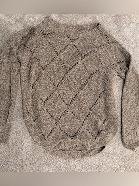 Maurices Openwork Diamond-Knit Scoop-Neck Sweater - Taupe
